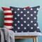 4th of July Throw Pillow Cover, 16x16 Inch Set of 2 Red Stripes Blue Stars Patriotic Decorative Outdoor Cushion Cover Memorial Independence Day Pillow Cases Linen Farmhouse for Sofa Couch Bed